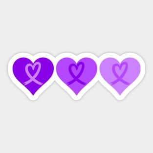 Purple Hearts with Purple Heart Awareness Ribbons Sticker